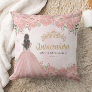 Bloemen Blush Roze Goud Prinses Tiara Quinceanera Kussen