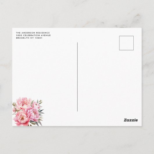 Bloemen Blush Roze Gouden Glitter Tiara Quinceañer Briefkaart (Achterkant)