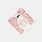 Bloemen Blush Roze Gouden Jurk Prinses Quinceanera Servet (Hoek)