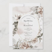 Bloemen Blush Roze Grijs Elegant repetitie diner Kaart (Voorkant)