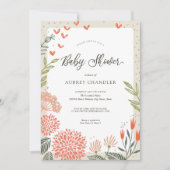 Bloemen Blush Roze groen Baby shower Kaart (Voorkant)
