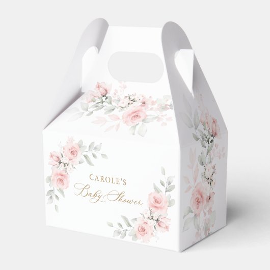 Bloemen Blush Roze Groen Goud Baby shower Bedankdoosjes (Voorkant Zijde)