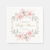 Bloemen Blush Roze Groen Goud Baby shower Servet (Voorkant)
