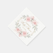 Bloemen Blush Roze Groen Goud Baby shower Servet (Hoek)