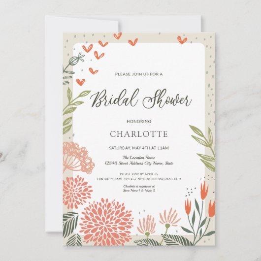 Bloemen Blush Roze groen Vrijgezellenfeest Kaart (Voorkant)