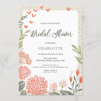 Bloemen Blush Roze groen Vrijgezellenfeest Kaart