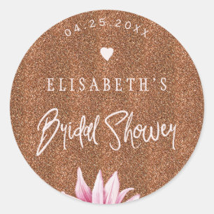 Bloemen blush roze koperen glitter vrijgezellenfee ronde sticker