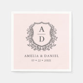 Bloemen Blush Roze Kreeft Huwelijksmonogram Servet (Voorkant)