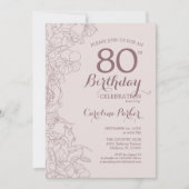 Bloemen Blush Roze Mauve Foto 80ste Verjaardagsfee Kaart (Voorkant)