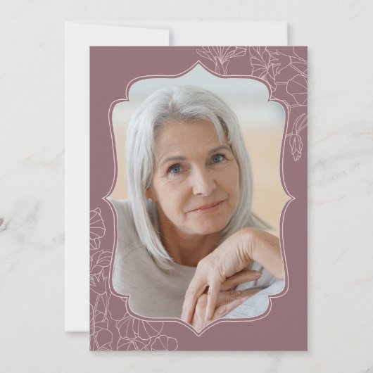 Bloemen Blush Roze Mauve Foto 80ste Verjaardagsfee Kaart (Achterkant)