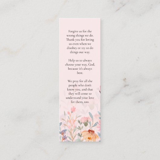 Bloemen Blush Roze Memorial Gebed Kaart Bladwijzer Contactkaartje (Achterkant)