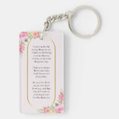 Bloemen Blush Roze Memorial Gebed Kaart Sleutelhanger (achterkant)