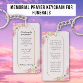 Bloemen Blush Roze Memorial Gebed Kaart Sleutelhanger