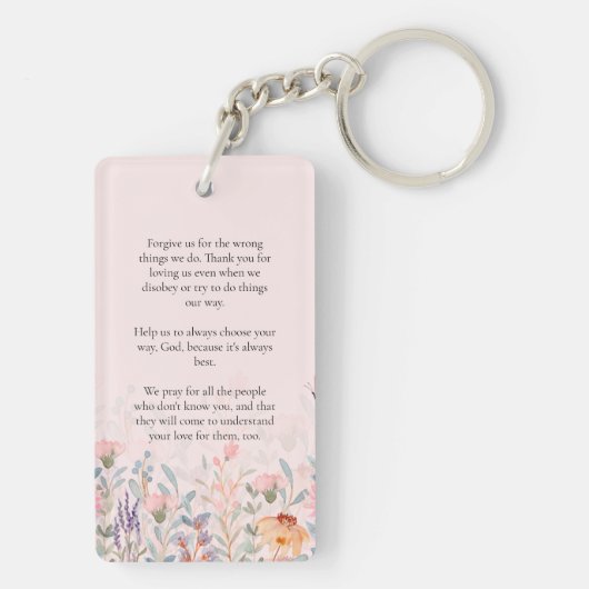 Bloemen Blush Roze Memorial Gebed Sleutelhanger (achterkant)