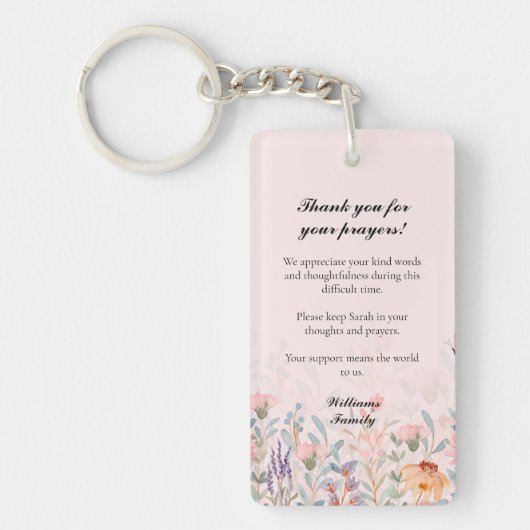 Bloemen Blush Roze Memorial Gebed Sleutelhanger (Voorkant)
