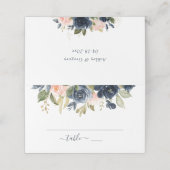 Bloemen Blush Roze & Navy Lijst Elegante bruiloft Plaatskaartje (Buitenkant ongevouwen)