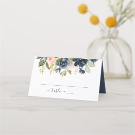 Bloemen Blush Roze & Navy Lijst Elegante bruiloft Plaatskaartje