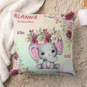 Bloemen Blush Roze Olifant Baby Geboorte Statistie Kussen (Deken)