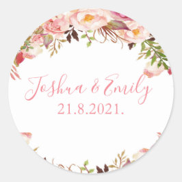 Bloemen Blush Roze Pioen Boho Bruiloft Sticker