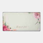 Bloemen Blush Roze Roses Goud Lijst Desk Mat (Voorkant)