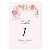Bloemen Blush Roze Tafel Trouwen Kaart (Voorkant)
