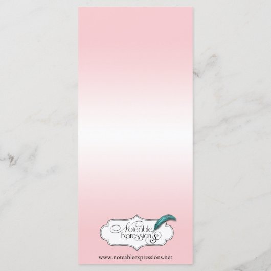 Bloemen Blush Roze Vintage Wedding Menu (Achterkant)