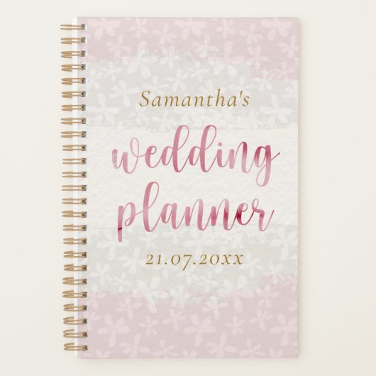 Bloemen Blush Roze Waterverf bruiloft Planner (Voorkant)