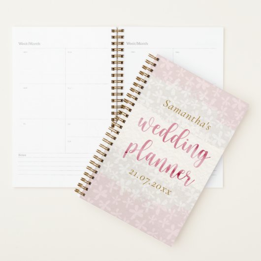 Bloemen Blush Roze Waterverf bruiloft Planner (Display)
