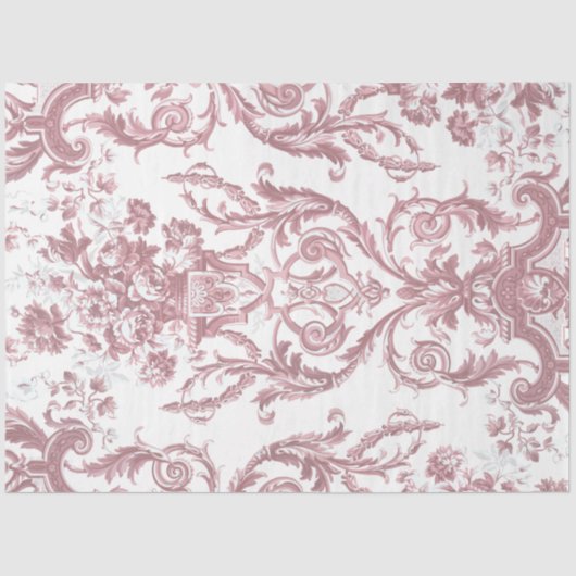  Bloemen Blush Roze Wit Elegant Decoupage Tissuepapier (Voorkant)