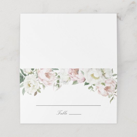 Bloemen Blush Roze Witte Pioenen Elegante Place Ca Plaatskaartje (Buitenkant ongevouwen)