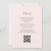Bloemen Blush Roze Zilver Bourgondië QR Code Huwel Kaart (Achterkant)