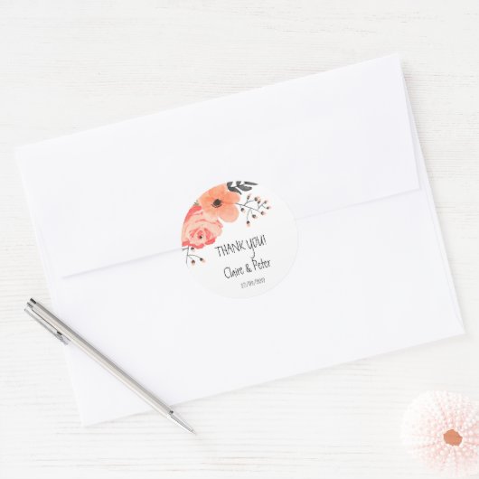 Bloemen Blush Rustieke Bruiloft Sticker (Envelop)