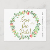 Bloemen blush salie tuin krans bruiloft save date aankondigingskaart (Voorkant)