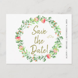 Bloemen blush salie tuin krans bruiloft save date aankondigingskaart