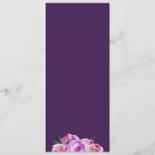 Bloemen blush violet pioenrozen pruim bruiloft men menu (Achterkant)