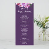 Bloemen blush violet pioenrozen pruim bruiloft men menu (Staand voorkant)