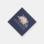 Bloemen Blush Waterverf Bruiloft Navy Servet (Hoek)