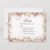 Bloemen Blush Waterverf RSVP bruiloft Kaart (Voorkant)