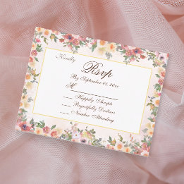 Bloemen Blush Waterverf RSVP bruiloft Kaart