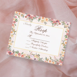 Bloemen Blush Waterverf RSVP bruiloft Kaart