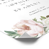 Bloemen Blush Wit Pioen Blad Bruiloft Welkomstbord Poster (Hoek)