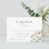 Bloemen Blush Witte Pioen Bruiloft RSVP Kaart (Staand voorkant)