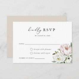 Bloemen Blush Witte Pioen Bruiloft RSVP Kaart