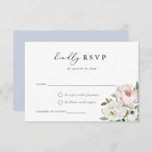 Bloemen Blush Witte Pioen Bruiloft RSVP Kaart