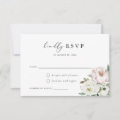Bloemen Blush Witte Pioen Bruiloft RSVP Kaart (Voorkant)
