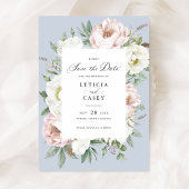 Bloemen Blush Witte Pioenen Bruiloft Save the Date Kaart