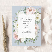 Bloemen Blush Witte Pioenen Bruiloft Save the Date Kaart