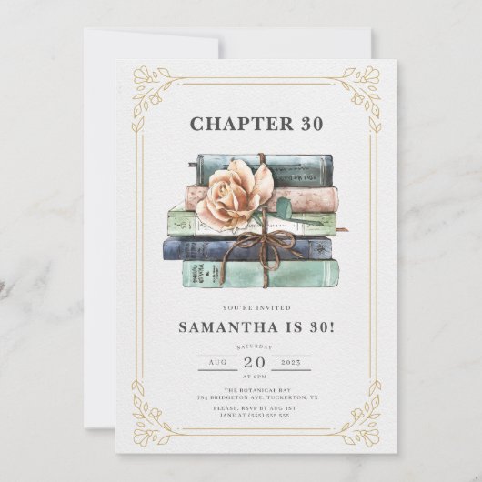  bloemen boeken 30e verjaardag kaart (Voorkant)