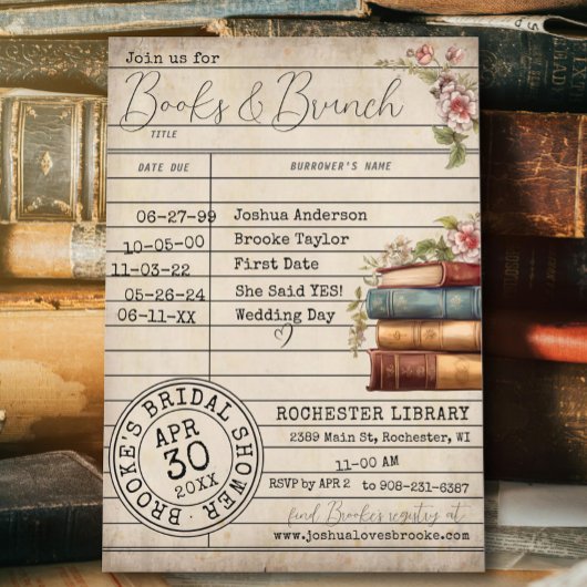  Bloemen Boeken & Brunch Vrijgezellenfeest Kaart