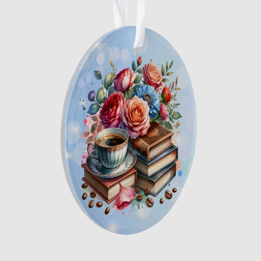  Bloemen  Boeken en Koffiekerst Ornament (voorkant)